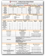 tl;dr pharmacy Critical Care Cheat Sheet